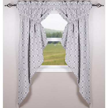 Lover㦙??S Knot Jacquard Gathered Swag Cream Indigo Lined C6130021 - The Fox Decor
